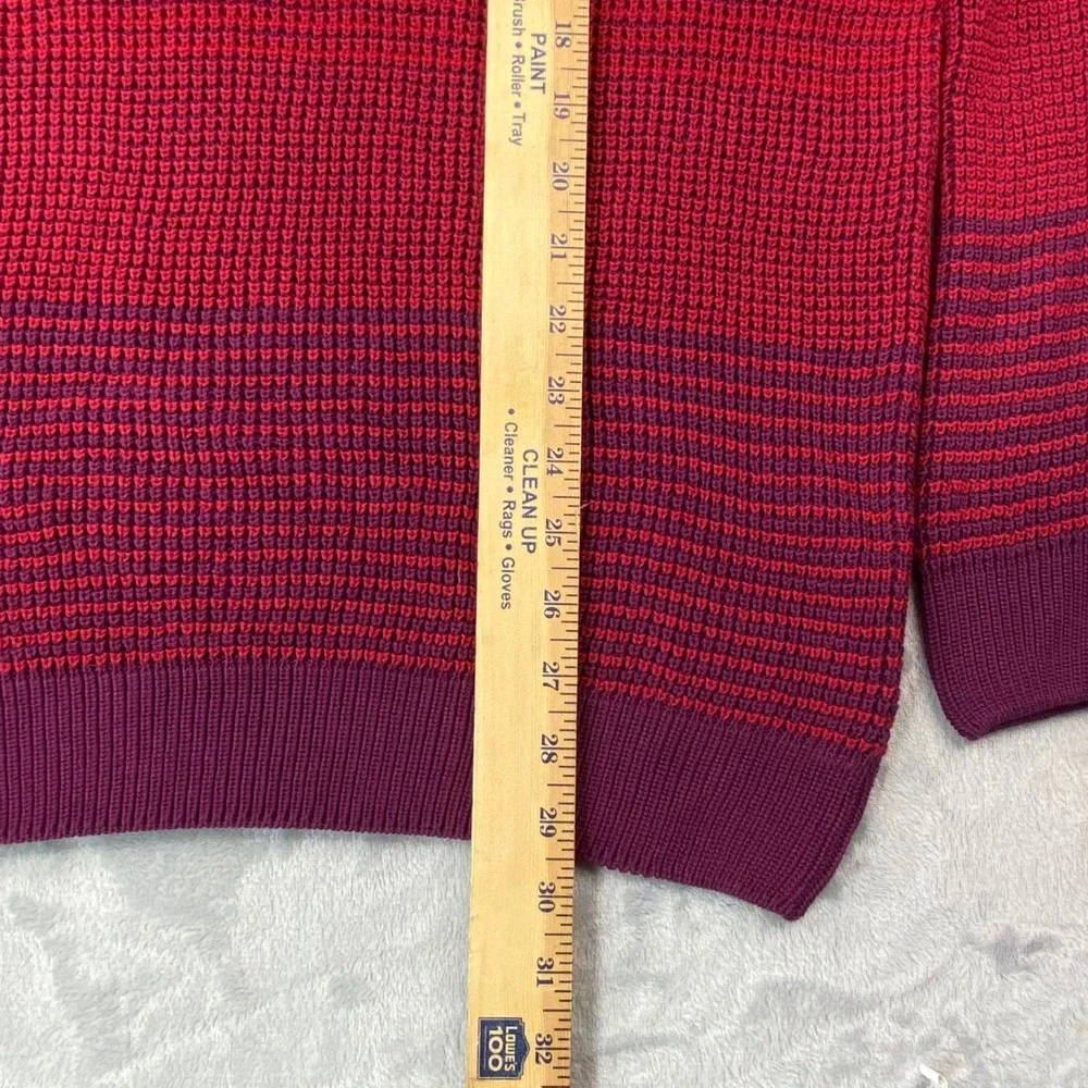 Saks Fifth Avenue Mens XXL Red Burgundy Ombre Waffle Knit Cotton Sweater Italy